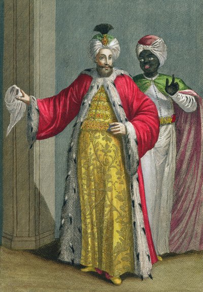 The Grand Lord, in his seraglio with the Kislar Agassi, 18th century by Philippe Simonneau